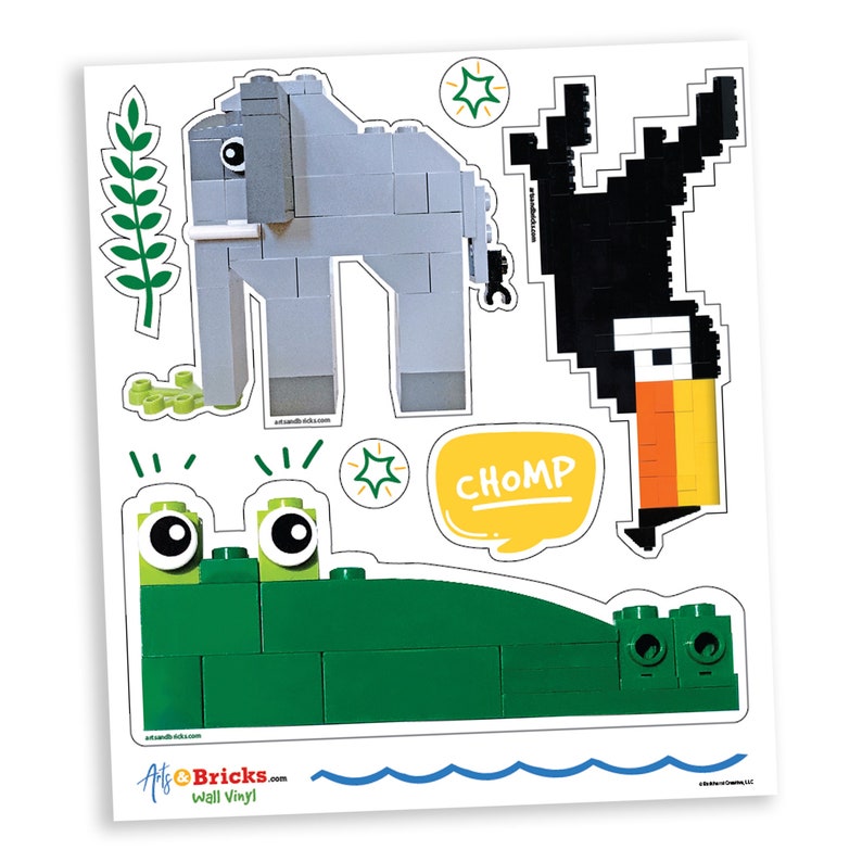Brick-Built Jungle Animals Kids Wall Stickers / Decals image 1
