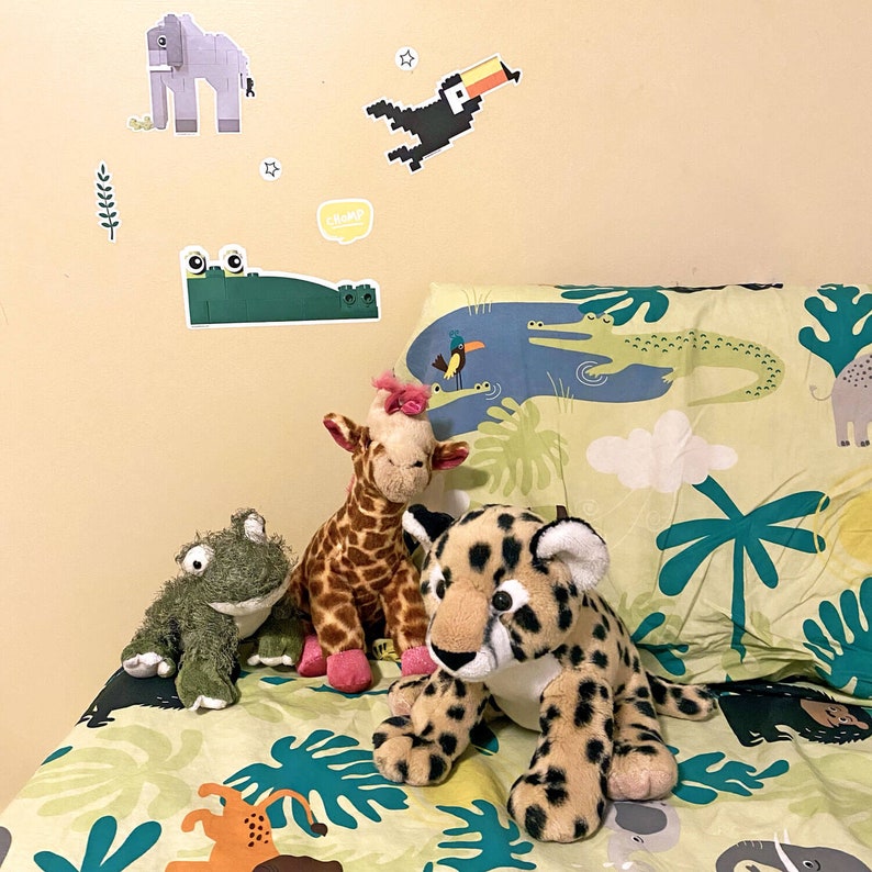 Brick-Built Jungle Animals Kids Wall Stickers / Decals image 2