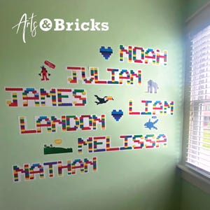 Custom LEGO Name Sign for Kids – Personalized Wall Decal, Repositionable Vinyl Sticker, Playroom & Bedroom Decor, Made to Order