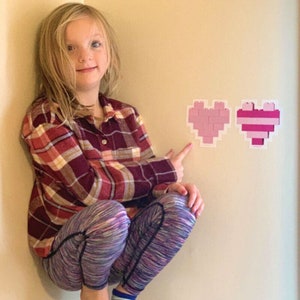 Brick-Built Hearts Wall Decals, Sticker, Vinyl for Kids and LEGO lovers, Gift, Decor, image 2