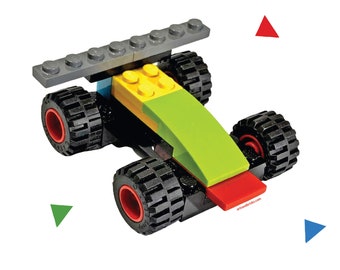 Racers – Adesivi murali per auto costruiti con mattoncini LEGO; Decorazione della stanza in mattoni per bambini, adesivi per sala giochi