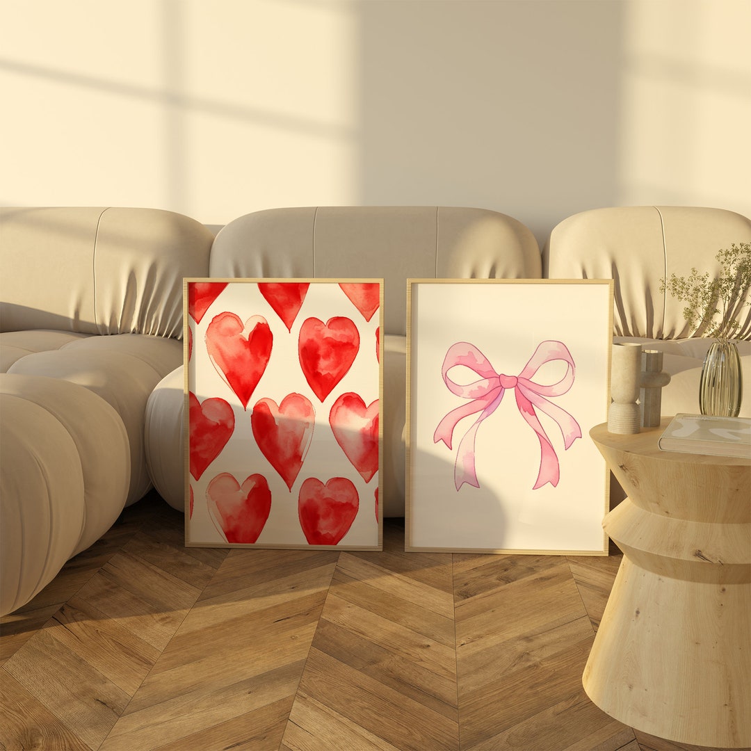 Set of 2 Prints | Coquette Room Decor | Preppy Wall Art | Light ...
