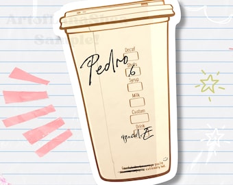 Pegatina de pedido de café de Pedro Pascal: Arte de fan de Quad Espresso