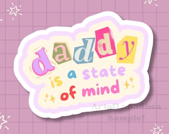 Papá es un estado mental // Pegatina troquelada / Cita de Pedro Pascal, El Mandaloriano, El Último de Nosotros, Los Cuatro Fantásticos, Joel Miller, Arte lindo y moderno