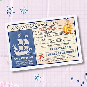 Kaz Brekker Travel Ticket Sticker: Six of Crows Grishaverse Merch