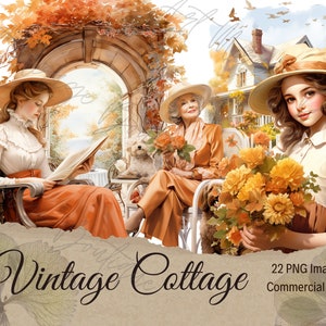 Watercolor Clipart Victorian Lady Clipart for Junk Journal Vintage Girl Scrapbook Set