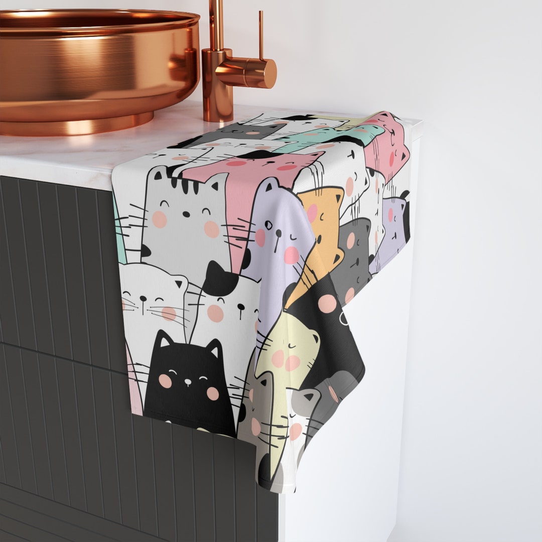 Cats Cats Cats Bathroom Hand Towel Kitty Cats Kids Bathroom Cat Lover Cat Bathroom Decor Cat