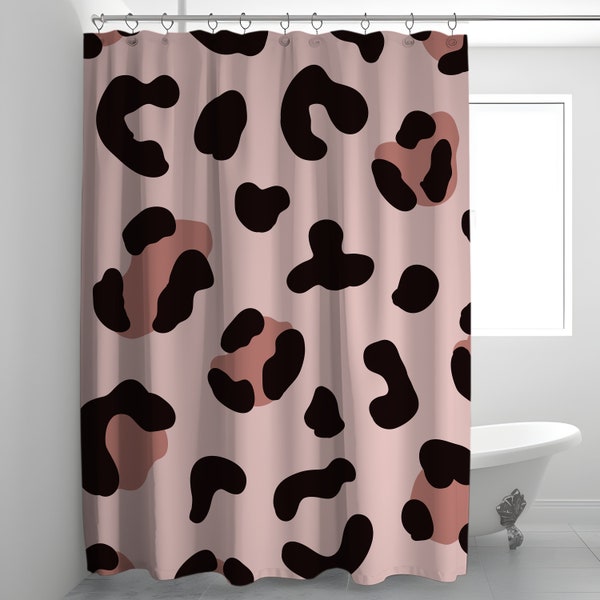 Pink Leopard Print Shower Curtain Etsy