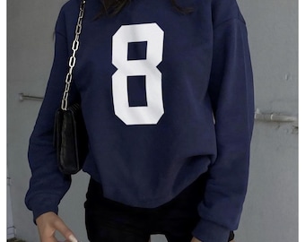 Custom Number Crewneck Sweatshirt, Aesthetic Y2k Custom Sweatshirt