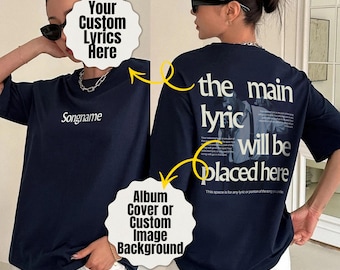 Camiseta con letra de canción personalizada, camiseta y sudadera con letra personalizables, camiseta con letra de canción personalizada