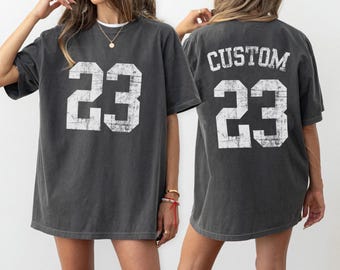 Benutzerdefinierte Trikotnummer und Name Spieltag Komfortfarben Unisex-T-Shirt, anpassbares Team Vintage-Shirt, personalisiertes Team-T-Shirt