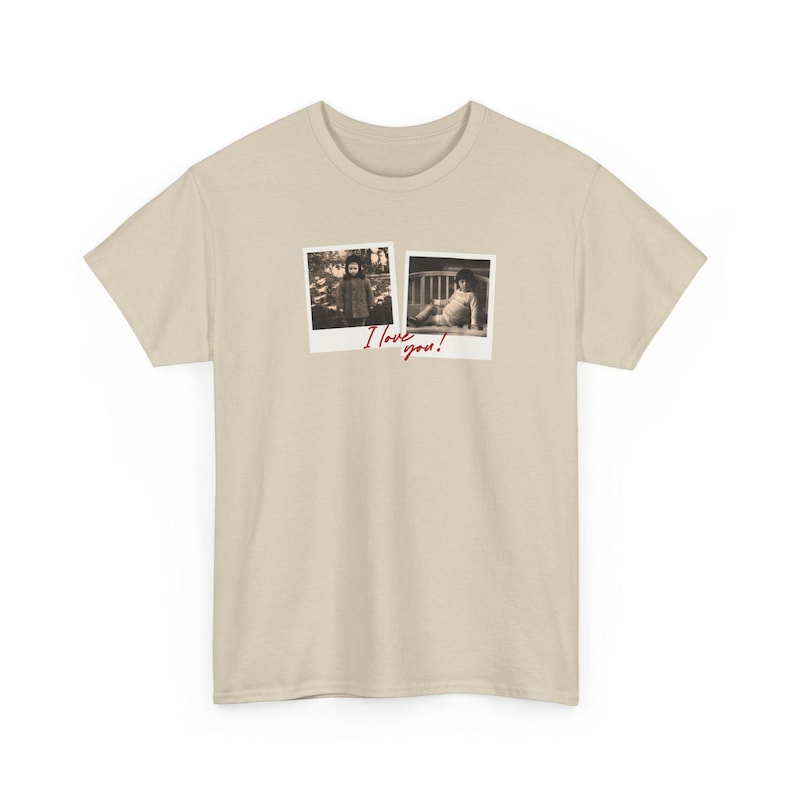 Custom Polaroid Frame Childhood Photos Unisex Shirt, Customizable Picture Love You Design Tshirt image 5