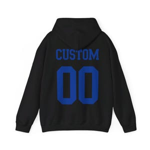 Felpa con cappuccio con testo e numero personalizzati, felpa con cappuccio con nome della squadra, felpa con cappuccio con design della maglia, felpa con cappuccio con numero personalizzato immagine 7