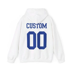 Felpa con cappuccio con testo e numero personalizzati, felpa con cappuccio con nome della squadra, felpa con cappuccio con design della maglia, felpa con cappuccio con numero personalizzato immagine 5