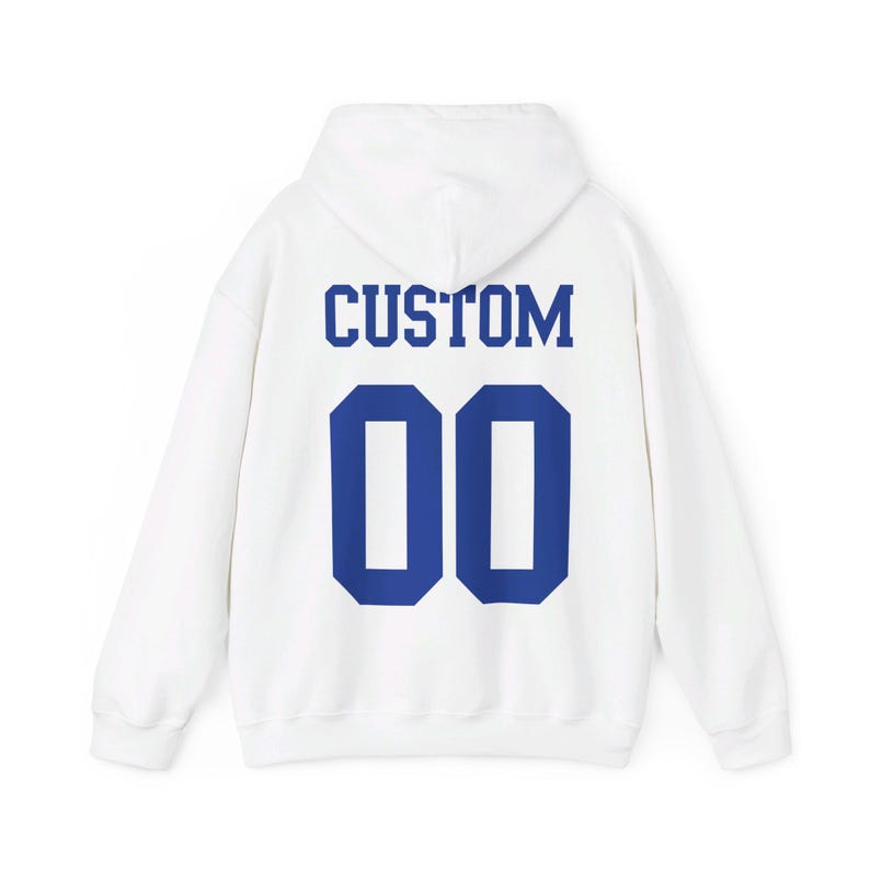 Felpa con cappuccio con testo e numero personalizzati, felpa con cappuccio con nome della squadra, felpa con cappuccio con design della maglia, felpa con cappuccio con numero personalizzato immagine 5