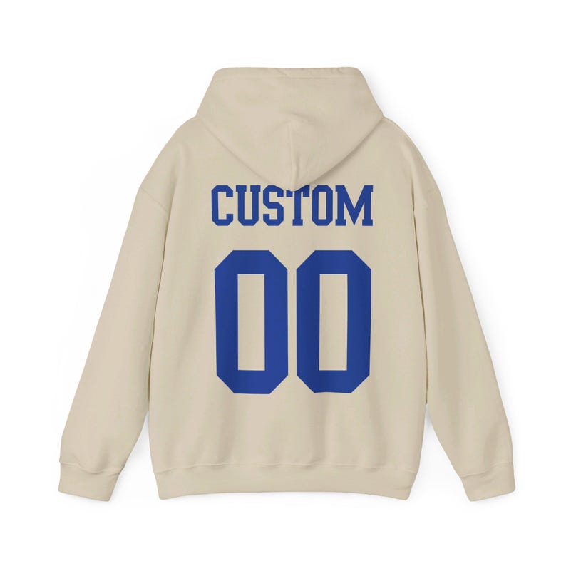 Felpa con cappuccio con testo e numero personalizzati, felpa con cappuccio con nome della squadra, felpa con cappuccio con design della maglia, felpa con cappuccio con numero personalizzato immagine 8