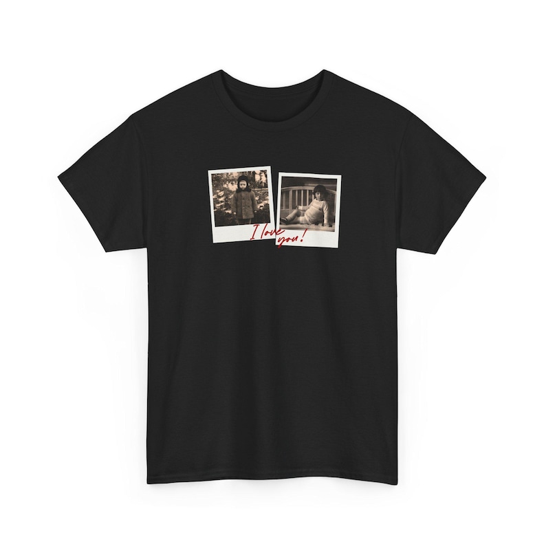 Custom Polaroid Frame Childhood Photos Unisex Shirt, Customizable Picture Love You Design Tshirt image 4