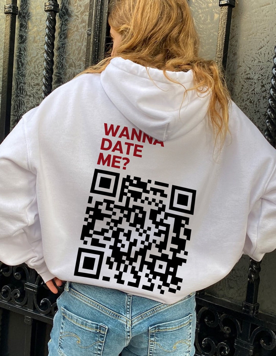 Wanna Date Me QR Code Hoodie - Etsy