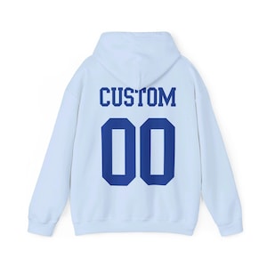 Felpa con cappuccio con testo e numero personalizzati, felpa con cappuccio con nome della squadra, felpa con cappuccio con design della maglia, felpa con cappuccio con numero personalizzato immagine 9