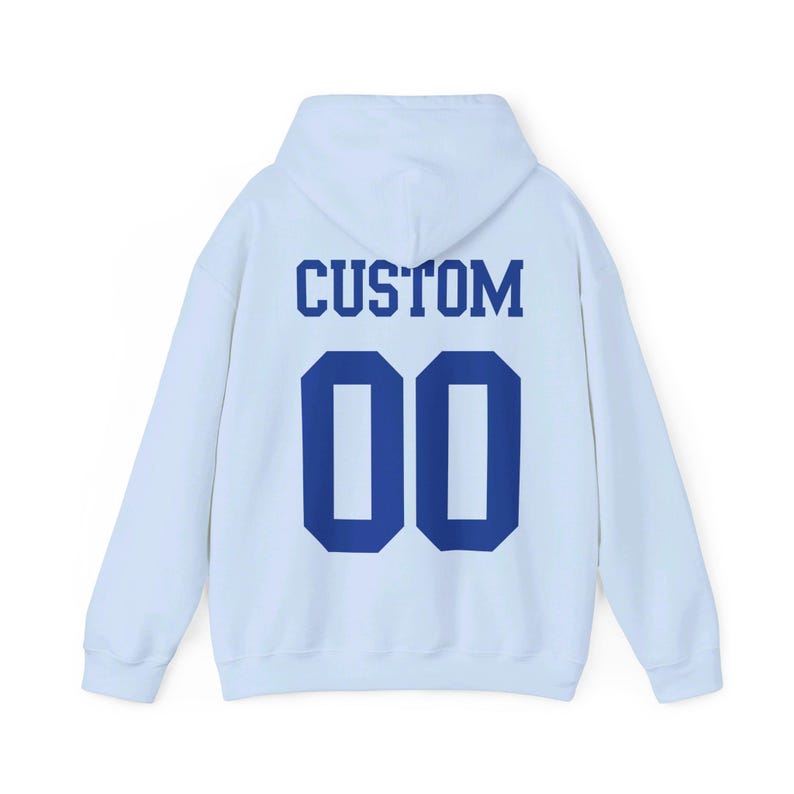 Felpa con cappuccio con testo e numero personalizzati, felpa con cappuccio con nome della squadra, felpa con cappuccio con design della maglia, felpa con cappuccio con numero personalizzato immagine 9