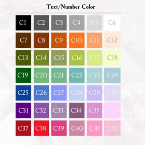 Pu&ograve; includere: Una cartella colori con 42 colori diversi etichettati con numeri da C1 a C42. I colori vanno dal nero al bianco, con sfumature di marrone, verde, blu, viola, rosso e rosa.