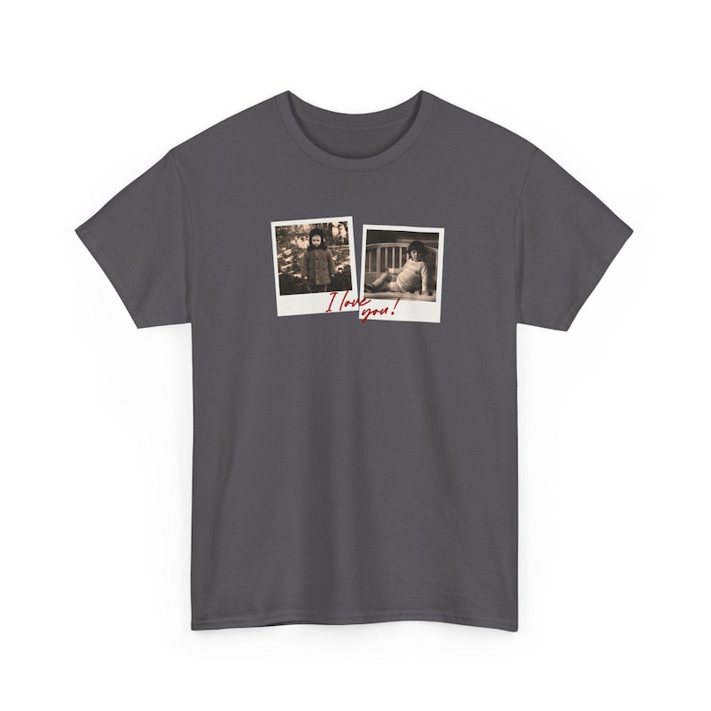 Custom Polaroid Frame Childhood Photos Unisex Shirt, Customizable Picture Love You Design Tshirt image 7
