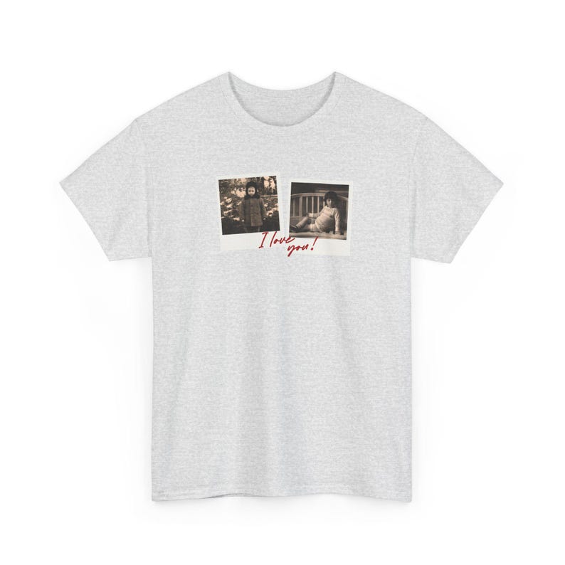 Custom Polaroid Frame Childhood Photos Unisex Shirt, Customizable Picture Love You Design Tshirt image 3