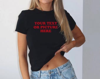 Your Picture or Text Customizable Baby Tee, Custom Text Baby Tee, Personalized Custom Photo Baby Tee, 90 Style Personalized Baby Tee