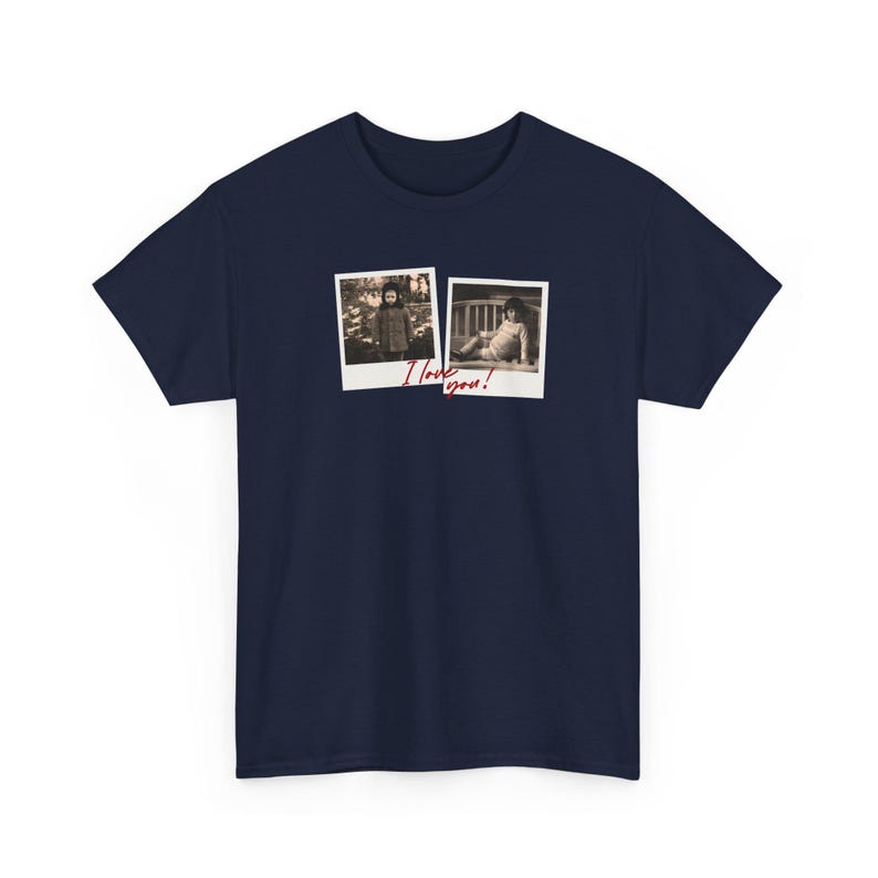 Custom Polaroid Frame Childhood Photos Unisex Shirt, Customizable Picture Love You Design Tshirt image 6