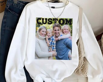 Aangepaste afbeelding sweatshirt of T-shirt met ronde hals, gepersonaliseerde foto hoodie en shirt