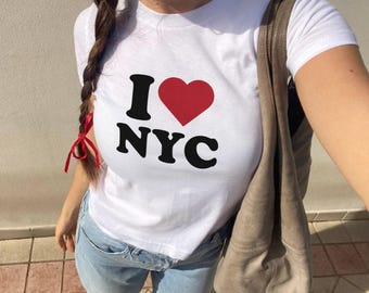 Camiseta para bebé "I Love NYC", camiseta para bebé estilo años 90 "I Heart New York City" estilo Y2K