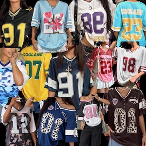 Make Your Full Custom American Football Jersey, Y2k Customizable Football Mesh Jersey