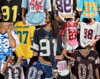 Crea la tua maglia da football americano completamente personalizzata, maglia da football in mesh personalizzabile Y2k
