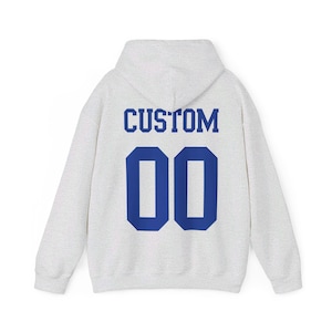 Felpa con cappuccio con testo e numero personalizzati, felpa con cappuccio con nome della squadra, felpa con cappuccio con design della maglia, felpa con cappuccio con numero personalizzato immagine 6