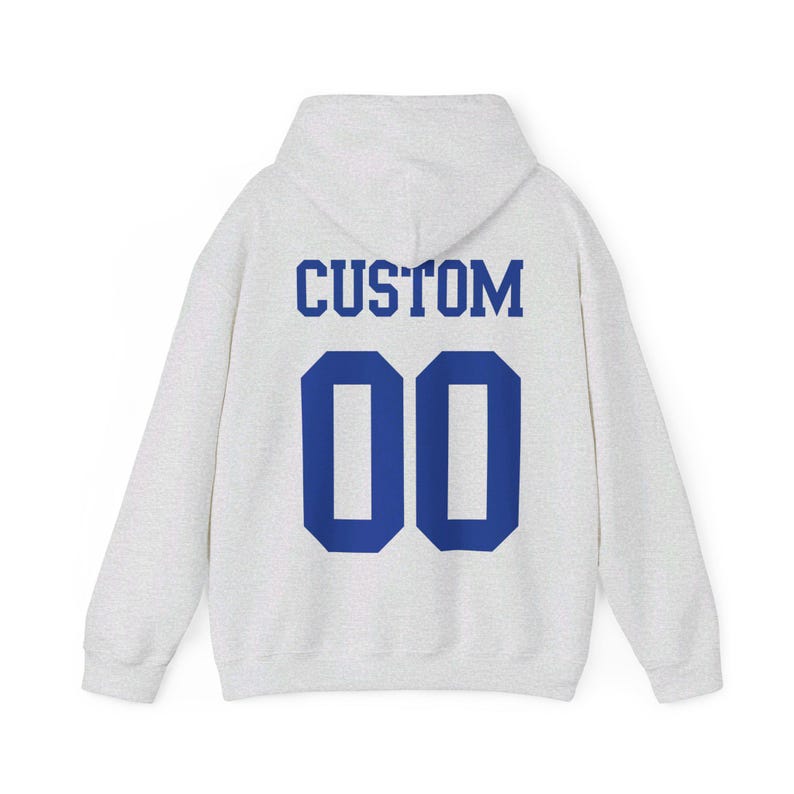 Felpa con cappuccio con testo e numero personalizzati, felpa con cappuccio con nome della squadra, felpa con cappuccio con design della maglia, felpa con cappuccio con numero personalizzato immagine 6