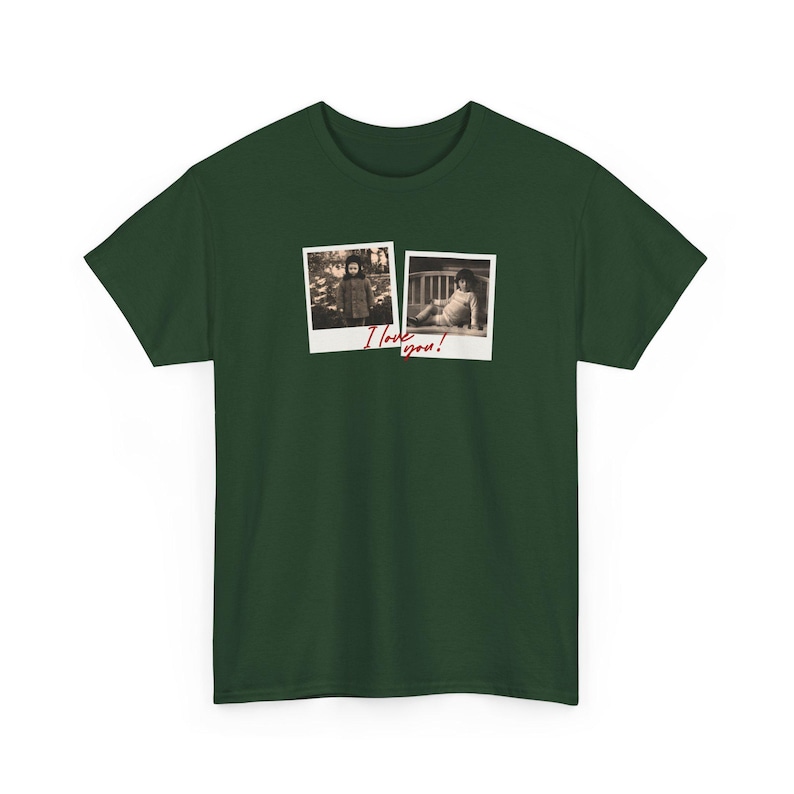 Custom Polaroid Frame Childhood Photos Unisex Shirt, Customizable Picture Love You Design Tshirt image 9