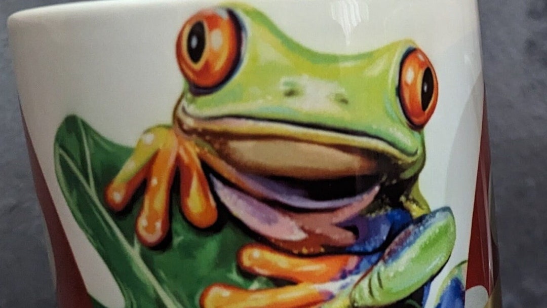 3 Frogs Pics on Each Mug, and Mushrooms. Coffee Mugs, Newly Made With ...