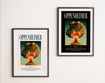 Poster di download digitale ispirati ai film di Oppenheimer: storia della seconda guerra mondiale, bomba atomica, progetto Manhattan, Christopher Nolan