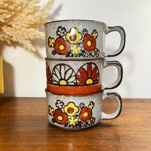 Otagiri Stoneware Floral Speckled Mugs, Set of 3 - Etsy