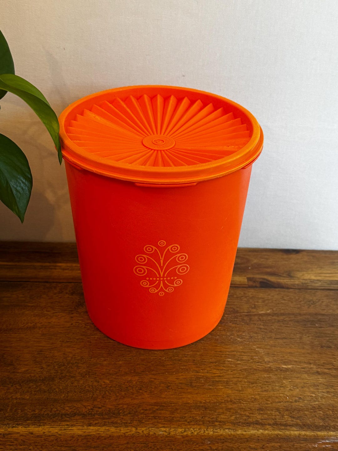 Vintage 1970's Orange Tupperware Food Storage Canister 807-8 With