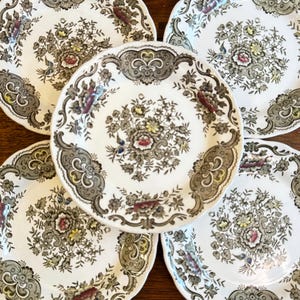 Vintage Ridgway Staffordshire Set of 5 Dessert Plates 6”