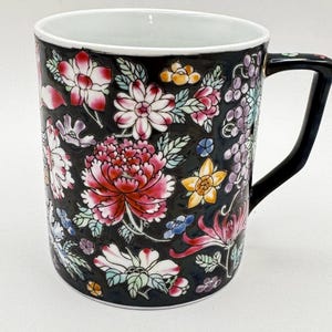 Vintage Chinese Floral Ceramic Coffee Tea Mug