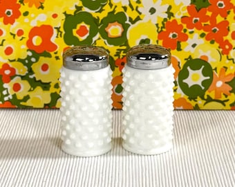 Fenton Hobnail White Milk Glass Salt and Pepper Shakers