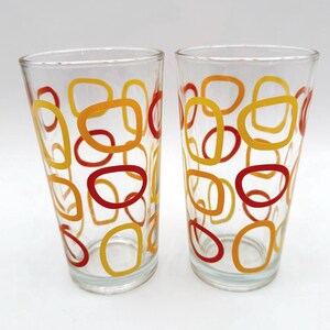 Vintage Atomic Tumblers - 1970s Boomerang Pattern Barware - Set of 2