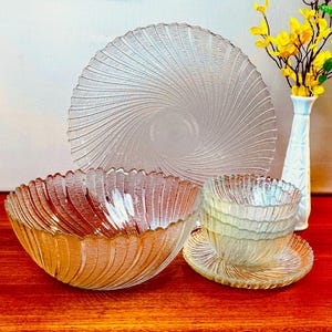 Arcoroc Seabreeze Clear Glass Vintage Tableware Pieces, Sold Individually