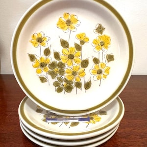 Vintage Floral Stoneware Salad Plates - Spring Bouquet Cottagecore Decor