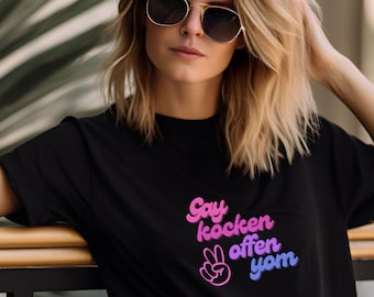 Funny Yiddish Gay Kocken Offen Yom Short Sleeve T-Shirt Gift for Jewish Friend, Woman, Man