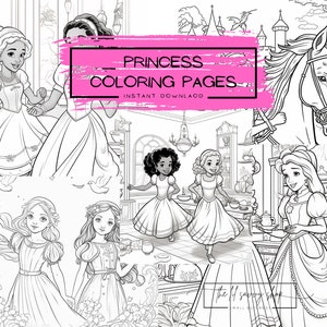 Princess Coloring Page Bundle | Instant Download