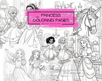 Prinzessin Ausmalbilder zum Ausmalen | Sofort Download