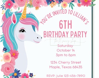 Customizable Unicorn Invitation